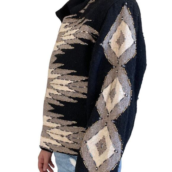 Vintage Womens Krista Koeppe Western Wool Hand Embroidered Beaded Jacket Sz M - Picture 4 of 10